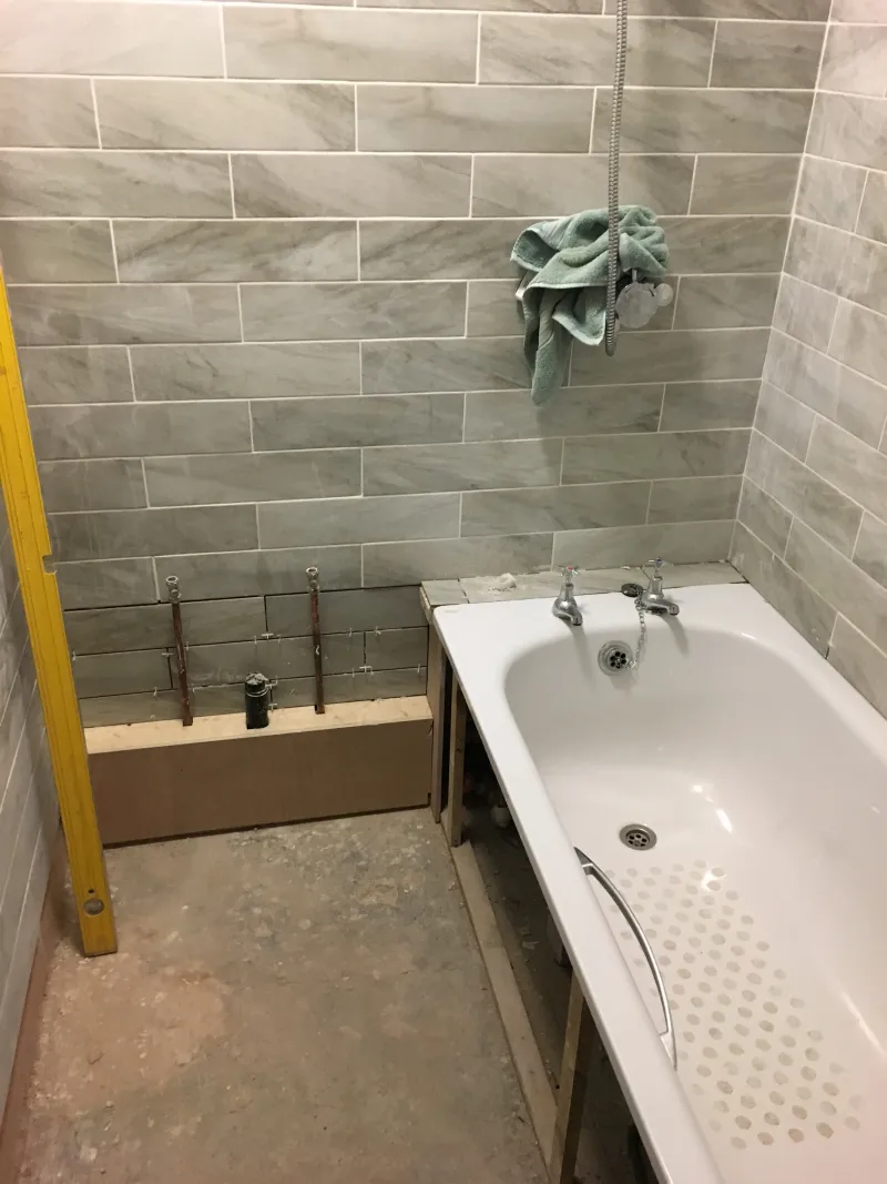 Bath taps and first-fix plumbing installation completed during a Marylebone W1 bathroom renovation — Pristine Gas Ltd