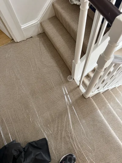 Carpet protection laid down ahead of a boiler installation near Holborn WC1N — Pristine Gas Ltd