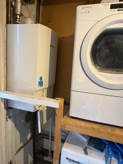 Emergency boiler repair carried out in a restricted utility cupboard, St John's Wood NW8 — Pristine Gas Ltd