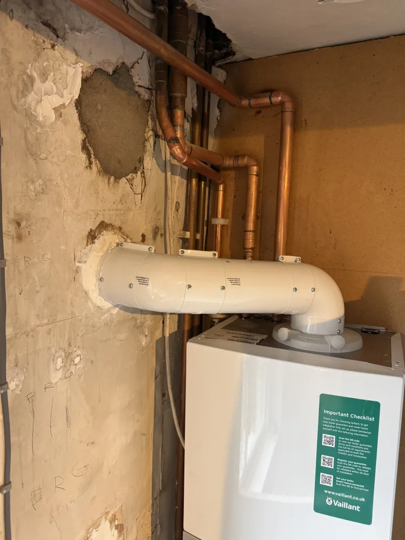 Internal boiler flue and pipework with fire-rated sealing near Holborn WC1N — Pristine Gas Ltd